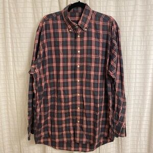 burberry men shirt Large Button Up Red Blue Gray Collared Office